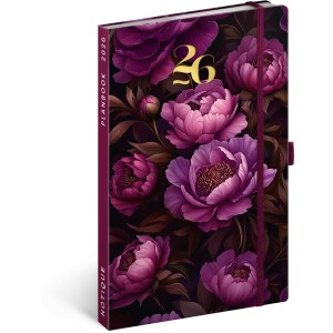Agenda / notesz Purple Flowers 2026, 13 x 21 cm