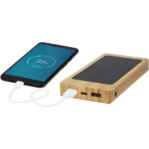 Alata 8000mAh napelemes powerbank, bambusz, bzs (powerbank)