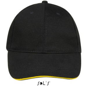Sols Buffalo 6 paneles baseballsapka, Black/Gold, U